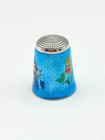 Vintage Floral Enamel Sterling Silver Thimble  James Swann   Son
