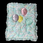 Vintage Baby Blanket Crib Quilt 1980s Pastel Ballons Ruffle Retro Bedding