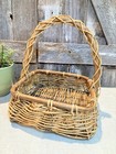 Rustic Woven Willow Gathering Basket - 10  Braided Handle - Boho Farmhouse Decor