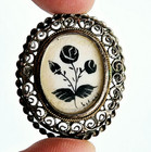 Antique 800 Sterling Silver Filigree Mourning Brooch Pendant