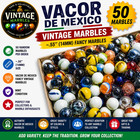 Vacor De Mexico Marble Lot 50 14mm  55  Variety Mix Mint Fancy Glass Marbles Box