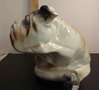 Vintage Ceramic Large Dog Bulldog Planter Flower Pot Unmarked