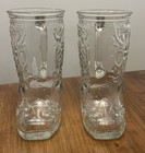 Vintage Clear Glass Cowboy Boot Drinking Glass Beer Mug 6    X 3    Set Of 2