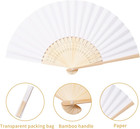 Sepwedd 50pcs White Paper Hand Fan Bamboo Folding handheld Paper Folded For Wedd