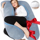 55  U Shaped Pregnancy Pillow Full Body Maternity Support Velvet Cover Grey