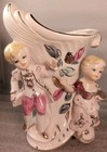 Vase Porcelain Hand Painted Man Lady  7 Inch  Japan Manufactured