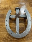 Hand Forged Horseshoe Cross Rustic Christian Wall Cross     Handmade Western Cross