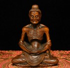 Chinese Buddhism Boxwood Wood Carving Skinny Arhat Ascetic Monk Buddha Statue