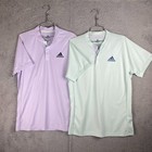 2 X Adidas Tennis Golf Polo Shirts Free Lift Heat rdy Mens Medium Purple   Green