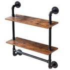  Pipe Floating Shelves rustic Iron 28 5 Inches Industrial 2 Tier With Tower Bar