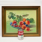 Vintage Original Still Life Fruit In Bowl Painting Framed 12x16 Wall Art