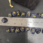 25pc Blue Goldstone Rune Set Elder Futhark Witch Viking Divination Casting 