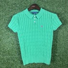Ralph Lauren Cable Knit Polo Girls Xl Green Sweater Casual Preppy