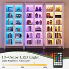 Led Metal Display Cabinet W 3-sided Glass Adjustable Shelves   Feet Storage Case