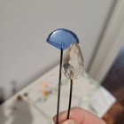 Antique Hat Pins Pair Clear And Cobalt Glass Faceted Pretty Collectible Rare