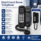 Black Corded Desk Phone Wired Landline Telephone Home Office Wall Mount Set Unit