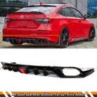 For 2022-2026 Honda Civic Mc Style Fe180 Gloss Black Rear Diffuser W  Led Light