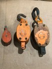   3 Antique Vintage  Wood Pulley Pully Block   Tackle 2 Double And1 Single