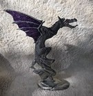 Vintage Cast Pewter Dragon Figurine With Enamel   Glitter Wigs 8x6  Signed W f