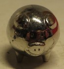 Vintage Miniature Mini Pig Piglet Metal Round Figurine 1  Piggy Silver Tone Chro