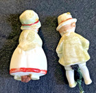 Pair Of Antique Small Bisque German Dolls W Movable  String Attached Heads   Bl