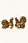 Vintage Pair Of Brass Chinese Foo Dogs 5x5      5 5   x5   