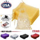 100   Golden Drawstring Organza Pouches Wedding Jewelry Candy Gift Bags 4 x6  Us
