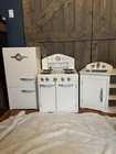 Rare    pottery Barn Retro Kitchen Set 3 Pc  Refrigerator ice Box Stove oven Sink 