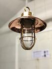 Marine Industrial Brass Original Ship Hanging Light With Copper Shade Set Of 2