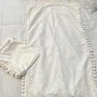 White Cotton King Size Rectangular Pillow Shams Pom Pom Trim Solid Set Of 2