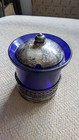 Antique Webster Sterling Silver Cobalt Glass Blue Mustard Pot Georgian Condiment