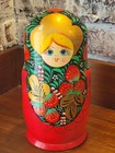 Vtg  9  Strawberry Nesting Dolls Russian Matryoshka Babushka Wooden Hand-crafted