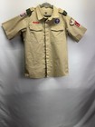 Vtg Youth Large Boy Scouts Of America Uniform Shirt Short Sleeve Patches Bsa