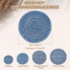 4 Pcs Round Woven Placemats  4 3  Braided Placemat  Blue