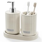 Bathroom Accessory Set 3 Pieces With Soap Dispenser  Toothbrush Holder And
