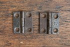  1991   antique Two Small Mid-1800s Thick Cast Iron Cupboard Door Butt Hinges 1      