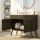 36  Luxury Striped Bathroom Vanity  Soft-close Doors  Ceramic Sink  Dark Brown
