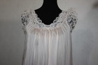 Vtg Shadowline Sz M Peach Nightgown Nylon Usa Made Lace Trim