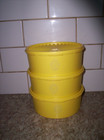 Vtg Yellow Tupperware  1204 Servalier Stacking  Canisters W  Lids Set Of 3