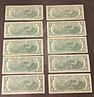 Lot Of 10 1976 Bicentennial  2 Two Dollar Bills Us Currency Notes Lot