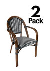 French Bistro Patio Dining Chair With Arms By Chivari  Woven Wicker  2 Pack