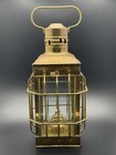Vintage Brass Nautical Lantern Caged Glass Ship Coastal Decor