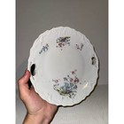 Antique Cake Plate Embossed Pink Roses White Daisies Blue Bachelors Buttons