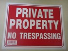5x Red   White Flexible Plastic  private Property No Trespassing  Sign 9 x12   