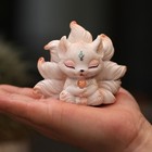 Miniature Resin Nine-tailed Fox Figurine - Charming   Playful Desk   Car Decor