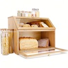Large Double Layer Bread Box Door Wood Kitchen Storage