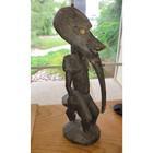 Papua New Guinea Carved 17  Seated Ancestor Figure Shell Eye