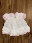 Vintage Rose Cottage Baby Girl Toddler Dress Pink White Lace Floral Whimsical