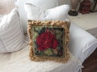 So French Country Aubusson Style Needlepoint Point Big Red Cabbage Romantic Rose