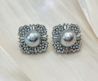 Vintage Pearl Crystal Stud Earrings